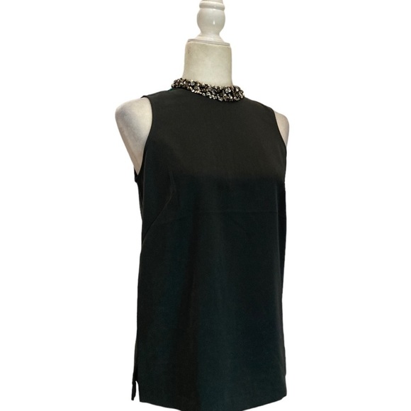 Ann Taylor NWT Jewelled Mock-Neck Sleeveless Keyhole Top Blouse - Picture 1 of 7